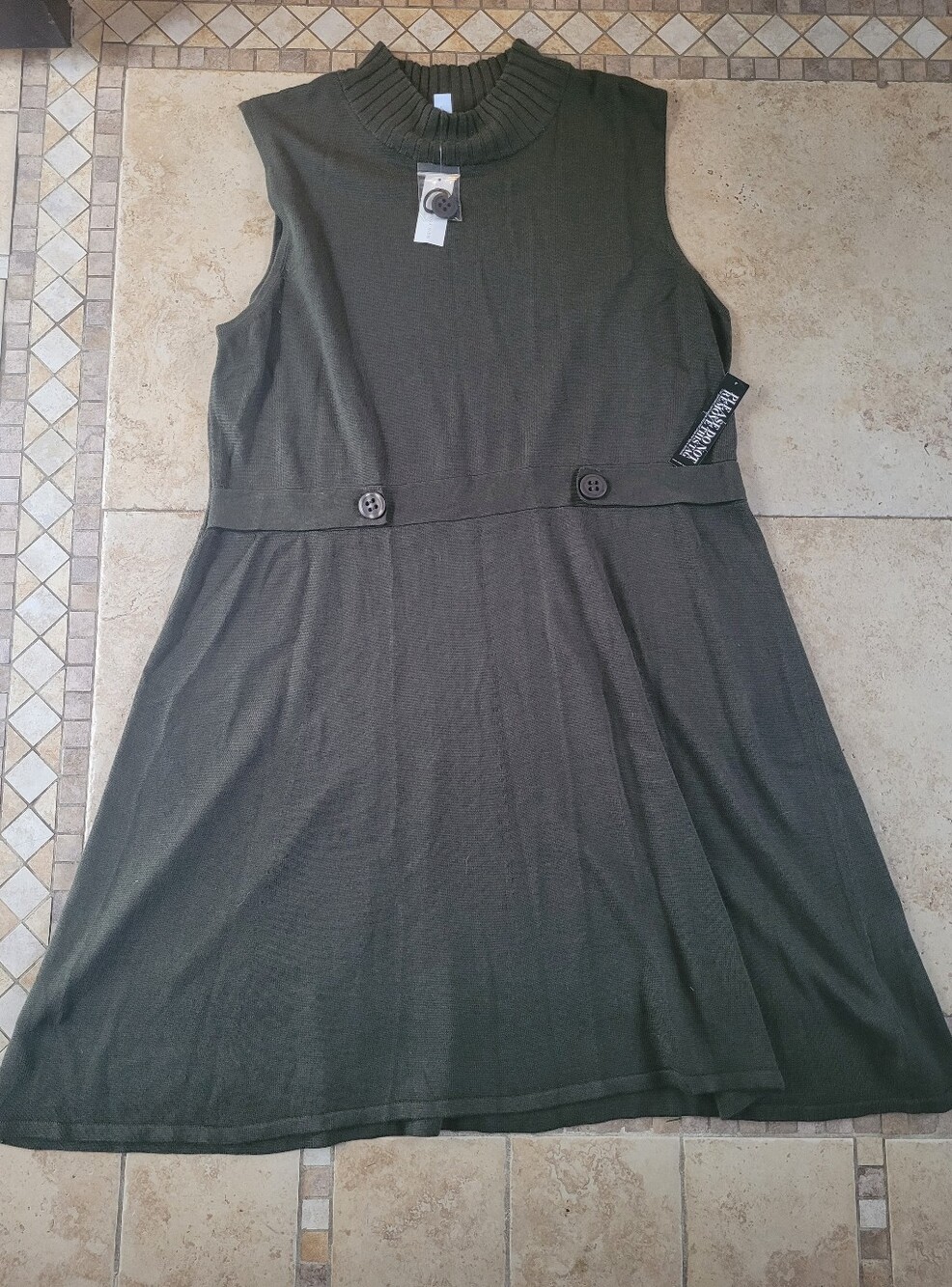 New York & Co Sleeveless Olive Green Knit Sweater Dress